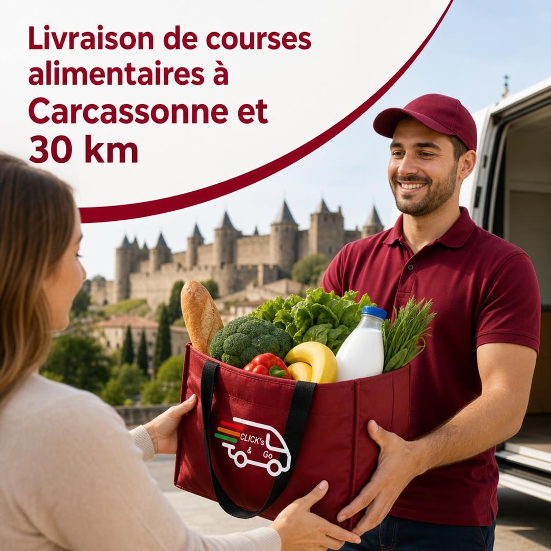 Livraison courses alimentaires Carcassonne 30 km – CLICK's & Go – 1/1